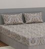 Grey Abstract 180 TC Polyester King Sized Bedsheet With 2 Pillow Covers