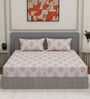 Pink Floral 180 TC Polyester King Sized Bedsheet With 2 Pillow Covers