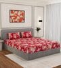 Red Floral 180 TC Polyester King Sized Bedsheet With 2 Pillow Covers