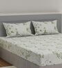 Green Floral 180 TC Polyester King Sized Bedsheet With 2 Pillow Covers