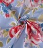 Blue Floral 180 TC Polyester King Sized Bedsheet With 2 Pillow Covers