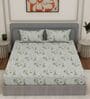 Green Floral 180 TC Polyester King Sized Bedsheet With 2 Pillow Covers