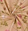 Orange Floral 180 TC Polyester King Sized Bedsheet With 2 Pillow Covers