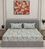 Green Floral 180 TC Polyester King Sized Bedsheet With 2 Pillow Covers