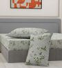 Green Floral 180 TC Polyester King Sized Bedsheet With 2 Pillow Covers