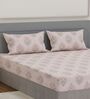 Pink Floral 180 TC Polyester King Sized Bedsheet With 2 Pillow Covers