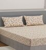 Green Floral 180 TC Polyester King Sized Bedsheet With 2 Pillow Covers
