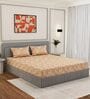 Orange Floral 180 TC Polyester King Sized Bedsheet With 2 Pillow Covers