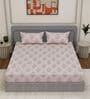 Pink Floral 180 TC Polyester King Sized Bedsheet With 2 Pillow Covers