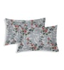 Grey Floral 180 TC Polyester King Sized Bedsheet With 2 Pillow Covers