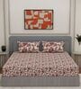 Cream Floral 180 TC Polyester King Sized Bedsheet With 2 Pillow Covers