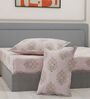 Pink Floral 180 TC Polyester King Sized Bedsheet With 2 Pillow Covers