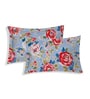 Blue Floral 180 TC Polyester King Sized Bedsheet With 2 Pillow Covers
