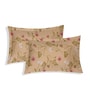 Orange Floral 180 TC Polyester King Sized Bedsheet With 2 Pillow Covers