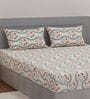 Green Floral 180 TC Polyester King Sized Bedsheet With 2 Pillow Covers