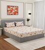 Cream Floral 180 TC Polyester King Sized Bedsheet With 2 Pillow Covers