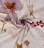 Cream Floral 180 TC Polyester King Sized Bedsheet With 2 Pillow Covers