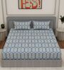 Blue Floral 180 TC Polyester King Sized Bedsheet With 2 Pillow Covers