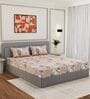 Beige Floral 180 TC Polyester King Sized Bedsheet With 2 Pillow Covers