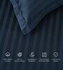 Navy Blue 300TC 100% Cotton Stripe Flat Super King Bedsheet with 2 Pillow Covers