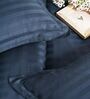 Navy Blue 300TC 100% Cotton Stripe Flat Super King Bedsheet with 2 Pillow Covers
