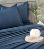 Navy Blue 400TC 100% Cotton Solid Flat Super King Bedsheet With 2 Pillow Covers