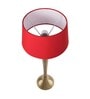 Royal Ovoid gold brushed lamp with red shade