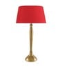 Royal Ovoid gold brushed lamp with red shade