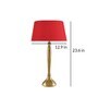 Royal Ovoid gold brushed lamp with red shade