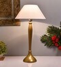 Royal Ovoid gold brushed lamp with white cone shade