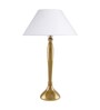 Royal Ovoid gold brushed lamp with white cone shade