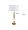 Royal Ovoid gold brushed lamp with white drum shade