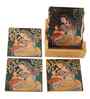 Royal Rajasthani Lady with Deer Coaster with Stand  (Set of 6)
