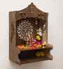 Royal Walnut Finish Om Printed Wooden Pooja Mandir