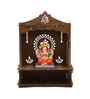 Royal Walnut Finish Ganesha Printed Wooden Pooja Mandir
