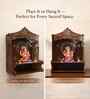 Royal Walnut Finish Ganesha Printed Wooden Pooja Mandir