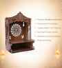 Royal Walnut Finish Om Printed Wooden Pooja Mandir