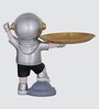Astronaut Figurine Polyresin Silver Golden Finished Tray