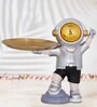 Astronaut Figurine Polyresin Silver Golden Finished Tray
