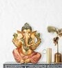 Chaturbhuj Ganesh Murti  Polyresin  Gold & Red  Water Resistant