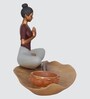 Meditate Adult Yoga Sculpture Polyresin Material Non Slip Felt Base