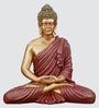 Meditating Buddha Idol  Polyresin  Red and Bronze  Water Resistant