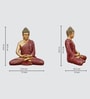 Meditating Buddha Idol  Polyresin  Red and Bronze  Water Resistant