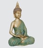 Meditating Buddha Sculpture Polyresin Geometric Shape Human Face