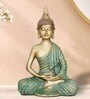 Meditating Buddha Sculpture Polyresin Geometric Shape Human Face