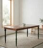 Roz 6 Seater Solid Teak Wood Dining Table Set In Natural Finish Roz 6 Seater Solid Teak Wood Dining Table Set In Natural Finish