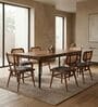 Roz 6 Seater Solid Teak Wood Dining Table Set In Natural Finish Roz 6 Seater Solid Teak Wood Dining Table Set In Natural Finish