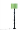 Roz Handcrafted Chancoal Wooden Floor Lamp with Fabric Lampshade in Green Color