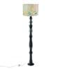 Roz Handcrafted Chancoal Wooden Floor Lamp with Printed Fabric Lampshade in Multicolor Color