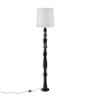 Roz Handcrafted Chancoal Wooden Floor Lamp with Printed Fabric Lampshade in White Color